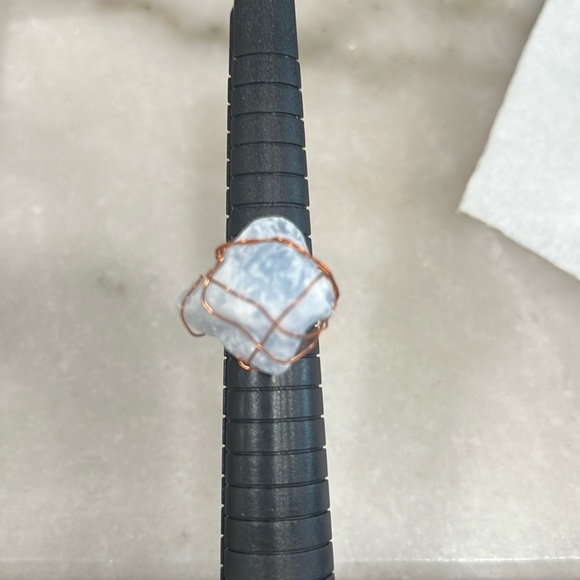 Blue Calcite Hand Wrapped Copper Wire Ring - Picture 2 of 7